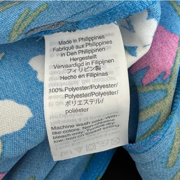 J. Crew Faux Wrap V-Neck Elastic Waist Dress Blue Floral Size Small - Picture 11 of 11